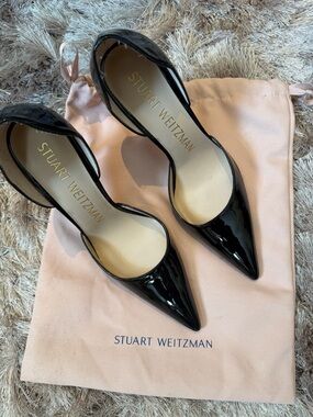 Stuart Weitzman Black Patent Leather 4” Stiletto Pumps